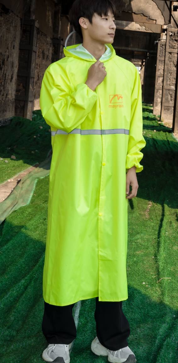 Long mens rain coat is lightweight