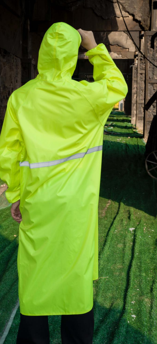 Long mens rain coat is lightweight