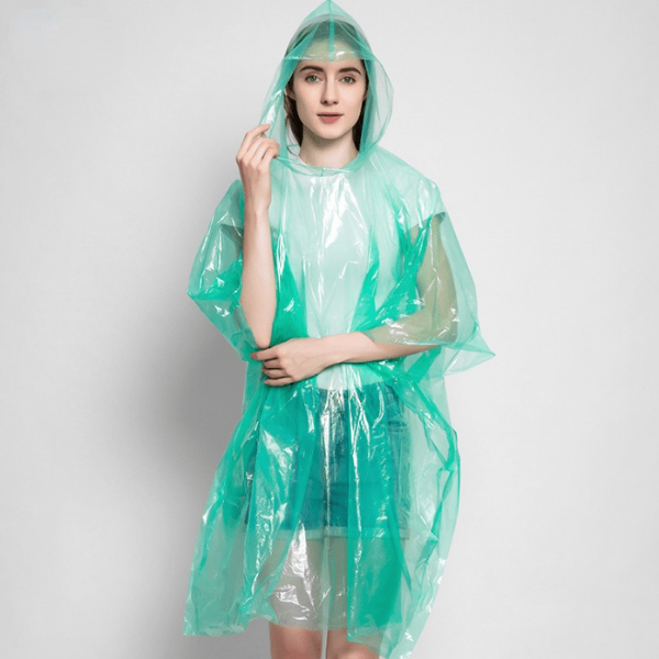 Disposable PE rain poncho for adults waterproof