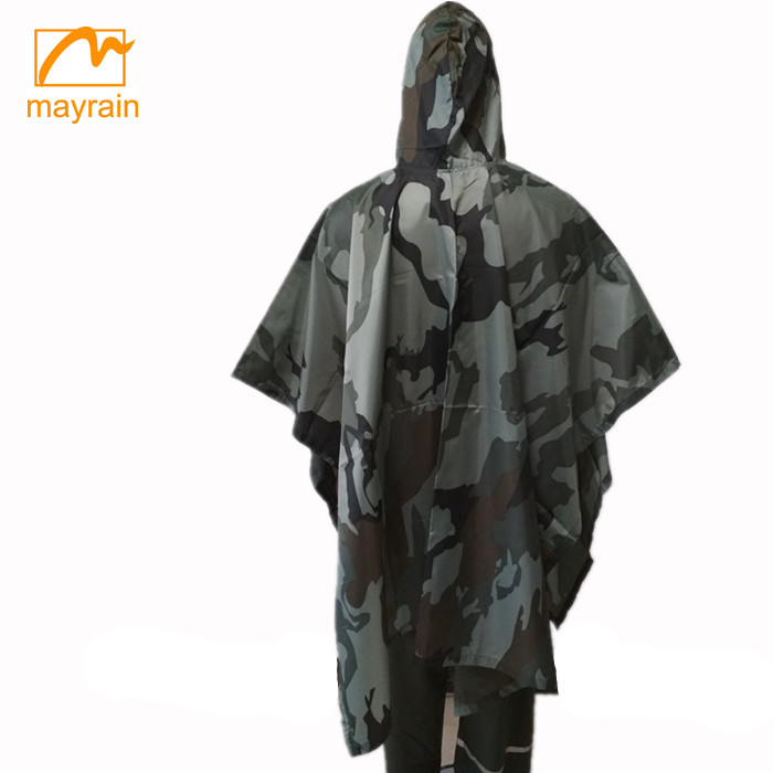 Wholesale Custom Rain Poncho for Hunting Adult Camo printing Waterproof Tactical Rain Coats Raincoats