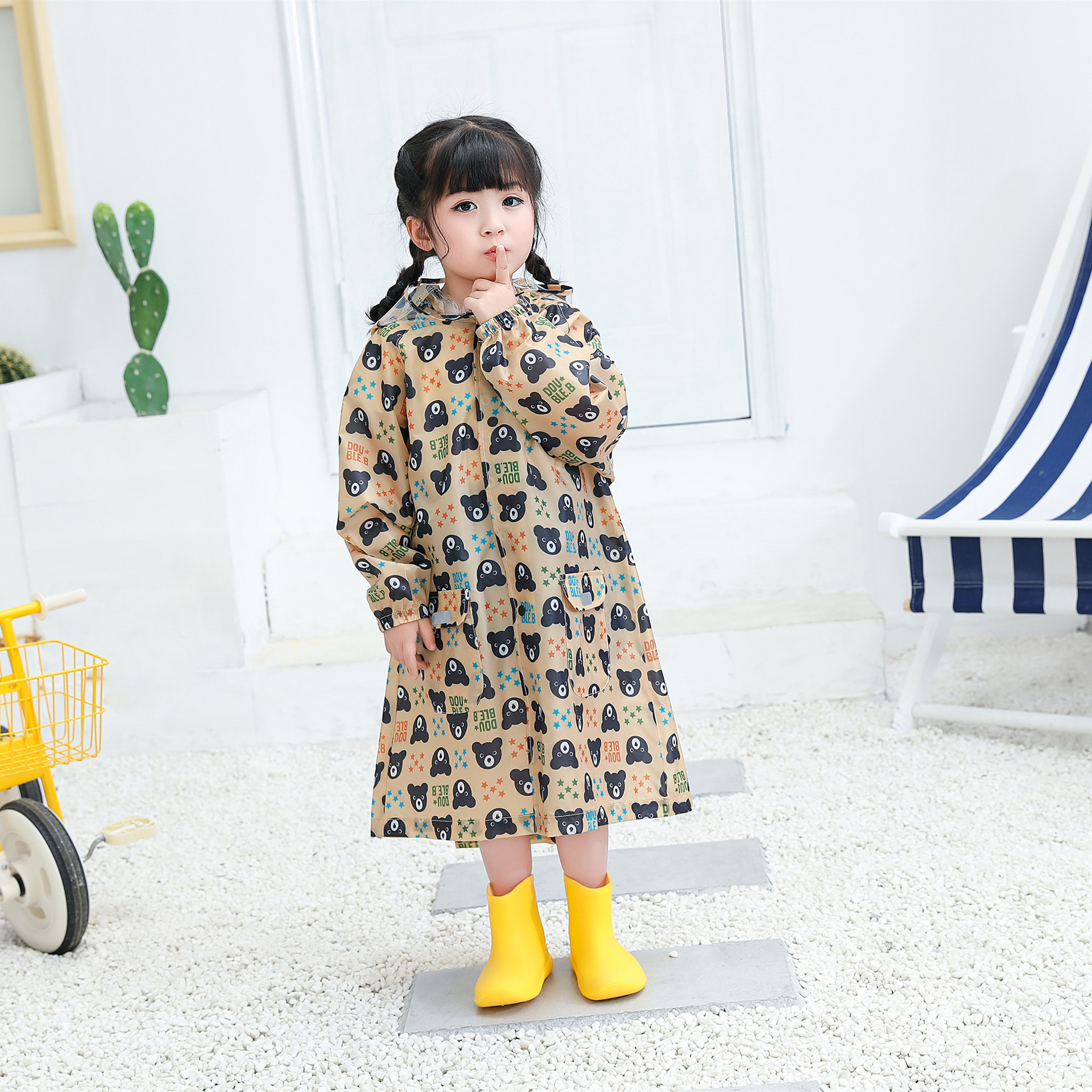 cartoon dinosaur rain poncho raincoat for kids waterproof rain coat with button