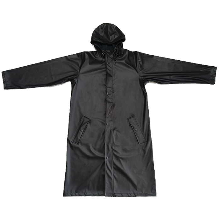 PU raincoat high quality black custom color waterproof outdoor rain coat adult comfortable