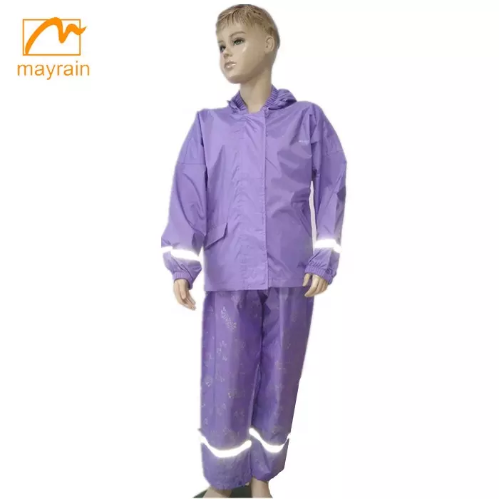 polyester  fabric high quality rain coat rainsuit for kids