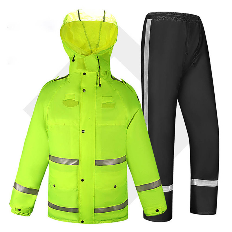 High visibility reflective hooded raincoat for police